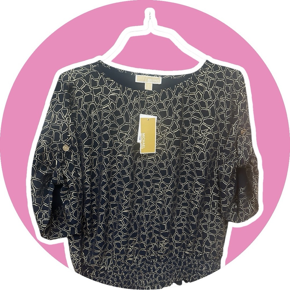 Patterned Black and Cream Women's Top